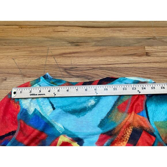 Ali Miles Women's PM Orange Blouse Polyester Tunic Abstract Artsy Boxy Oversized - Picture 7 of 7